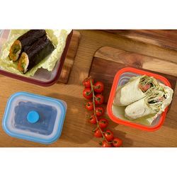 Контейнер для переноски и хранения силиконовый квадратный складной Silikobox, 600 мл, красный