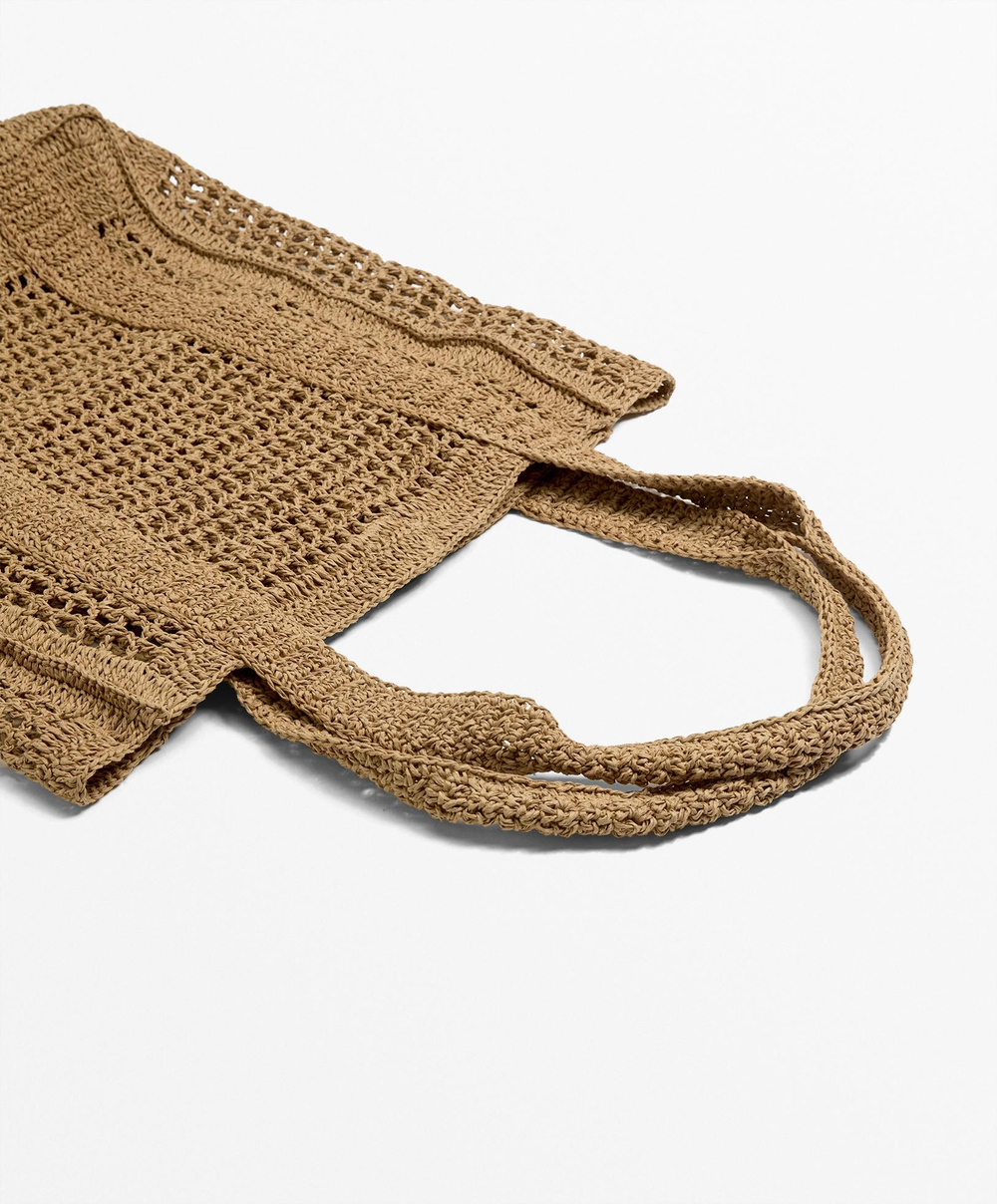 Oysho Сумка-шоппер из натуральной ткани, бежевый