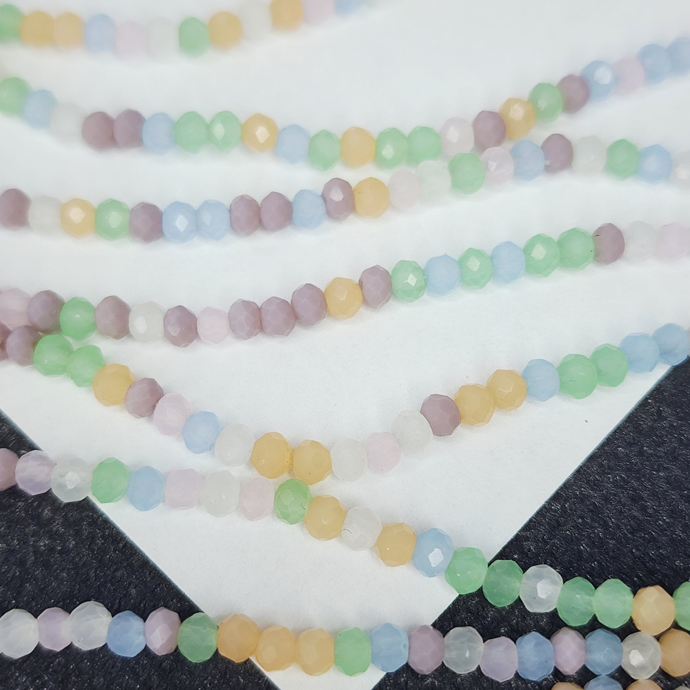 Бусины стекло, эффект кошачьего глаза, огранка, р-р 3мм, цена за нить 22.5см