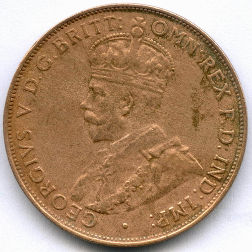 1 пенни 1936 год. Австралия (Георг V). Бронза, диаметр 30.8 мм. F-VF