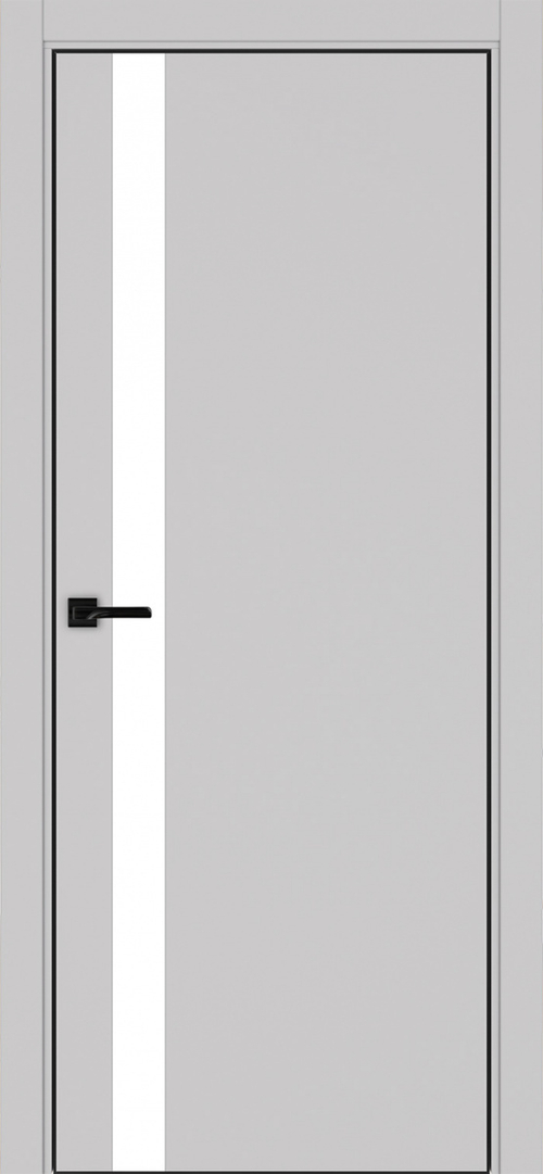 Межкомнатная дверь Optima Porte НЕАПОЛЬ 211 Белое стекло, Алюминиевая кромка SB (матовый чёрный) с 4-х сторон