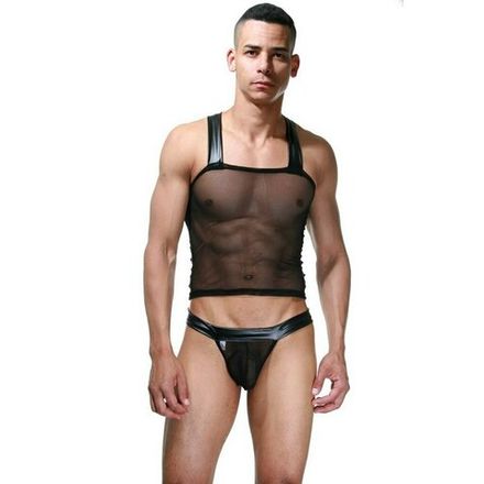 Мужской комплект: майка и стринги черный LaBlinque LB15391