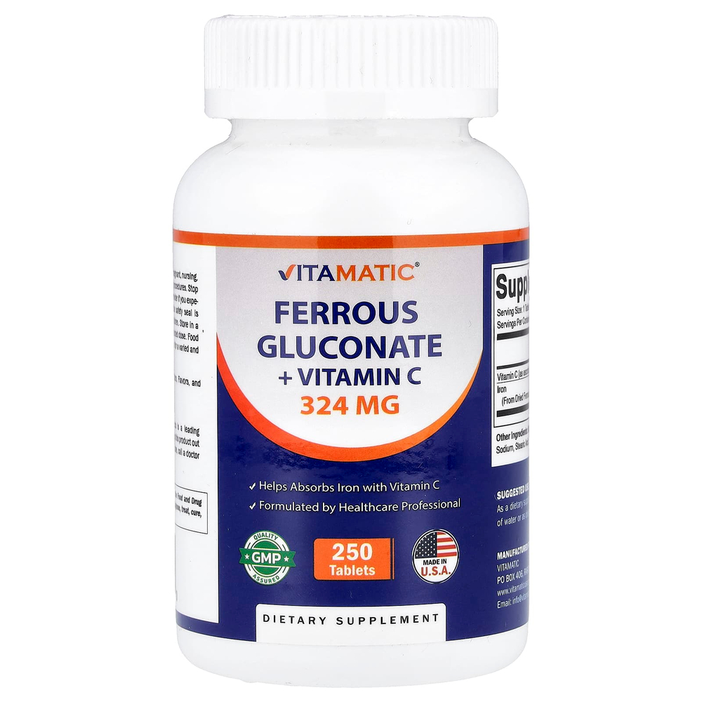 Vitamatic, глюконат железа с витамином C, 250 таблеток