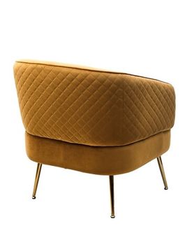 Кресло MUSSELS BLUVEL-68 желтый, велюр / золотой каркас