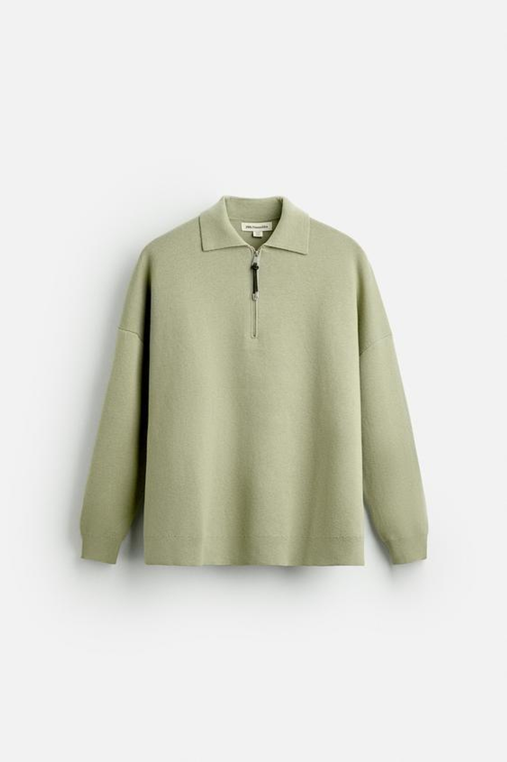 ZARA X NANUSHKA СВИТЕР -ПОЛО НА МОЛНИИ, СВЕТЛО-ЗЕЛЕНЫЙ