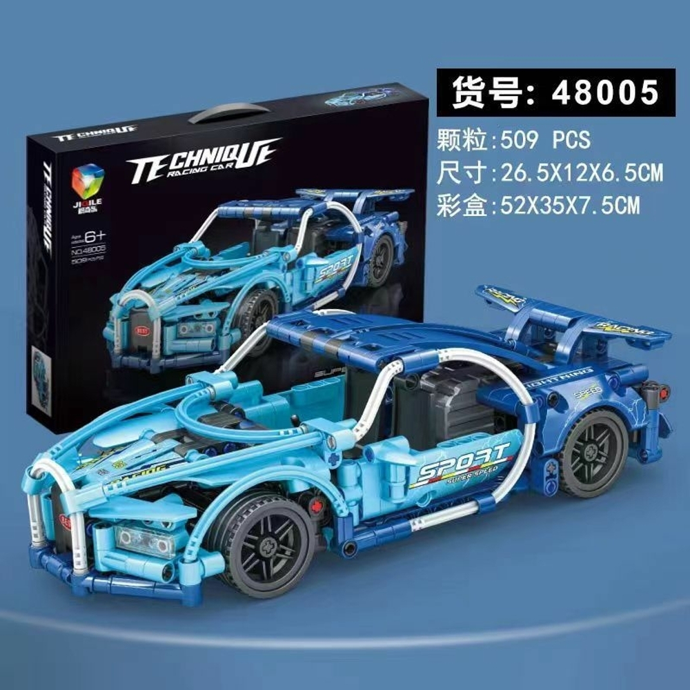 Конструктор автомобиль - спорткар Техник "TECHNIQUE, Racing Car NO.48005/ JIQILE" Bugatti, 509 деталей
