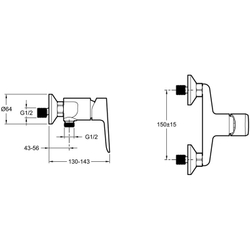 Смеситель для душа Jacob Delafon Oscar E29843-BL Черный матовый схема