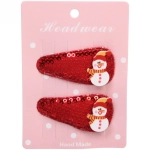 Зажимы для волос 2шт «Новогодние друзья- Снеговик», микс 2 цвета (красный, белый),5,4*2,5 см