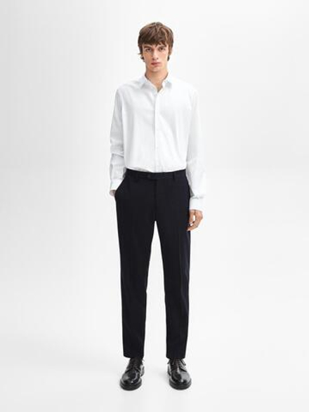 Massimo Dutti Рубашка облегающего кроя из эластичной ткани, белый