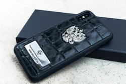 Дизайнерский чехол iPhone с персонализацией - Герб России - Euphoria HM Premium - натуральная кожа