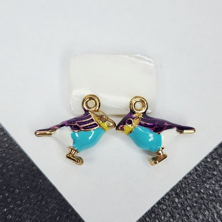 Птичка, подвеска, бижутерный сплав, позолота, цветная эмаль, 17×14мм, штучно