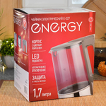 Чайник электрический 1,7л Energy E-227, термостойкое стекло с цветным покрытием, с подсветкой