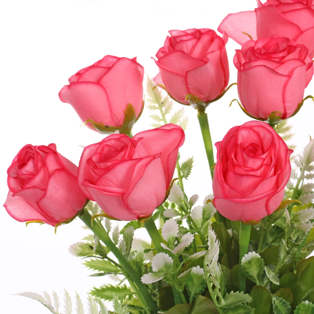 Искусственные цветы «Розовый букет» 42см 10 цветков темно-розовые