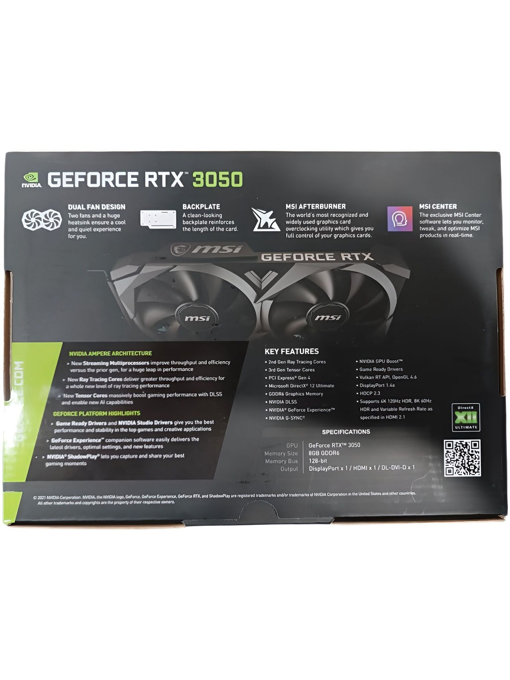 Видеокарта MSI GeForce RTX 3050 VENTUS 2X XS OC 8Gb
