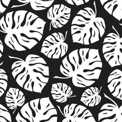 ЧЁРНО-БЕЛЫЙ ПРИНТ С ЛИСТЬЯМИ МОНСТЕРЫ