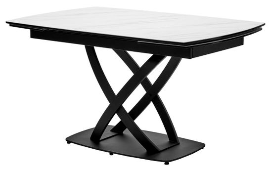 Стол FOGGIA 140 KL-99 Белый мрамор матовый, итальянская керамика/черный каркас