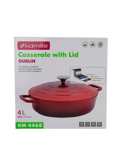 Кастрюля низкая 4 л. Kamille KM 4468 серия DUBLIN из литого алюминия с антипригарным покрытием с крышкой