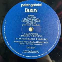 Винтажная виниловая пластинка LP Peter Gabriel Birdy (UK 1985) Floating Dogs