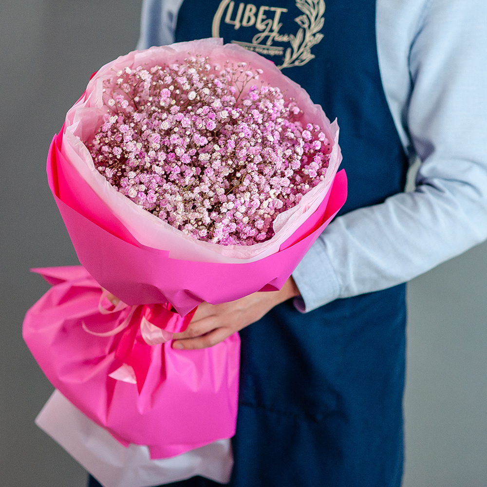 Букет воздушной розовой гипсофилы