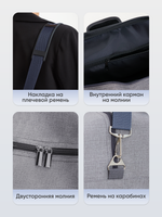 Сумка дорожная для ручной клади Pobedabags Премиум 36 х 30 х 27 серый