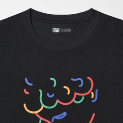 UNIQLO ФУТБОЛКА С ГРАФИЧЕСКИМ ПРИНТОМ, ЧЕРНЫЙ