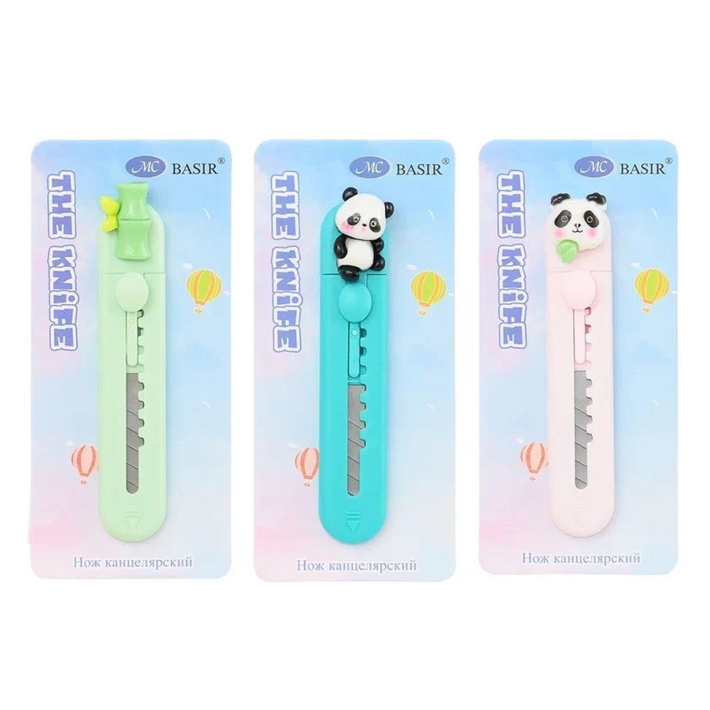 Нож канцелярский Basir для бумаги, серия "Панда", лезвие-4 см, размер 9,2 см
