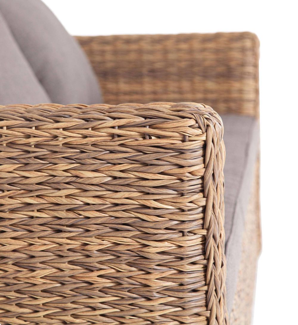 "Капучино" диван из искусственного ротанга (гиацинт) трехместный, цвет соломенный