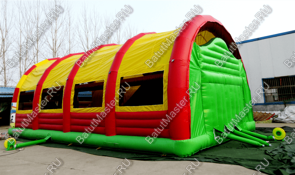 Надувной батут "Страна Сафария-2" с крышей и высокими горками 13*7*6 м