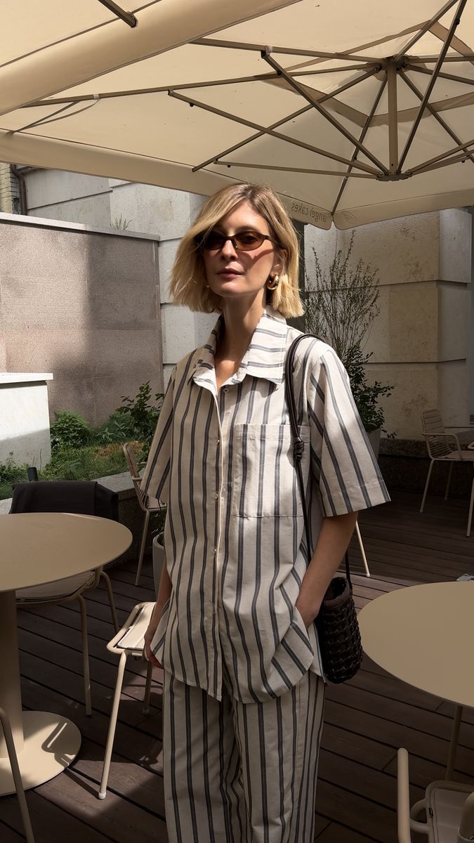 Рубашка изо льна в полоску