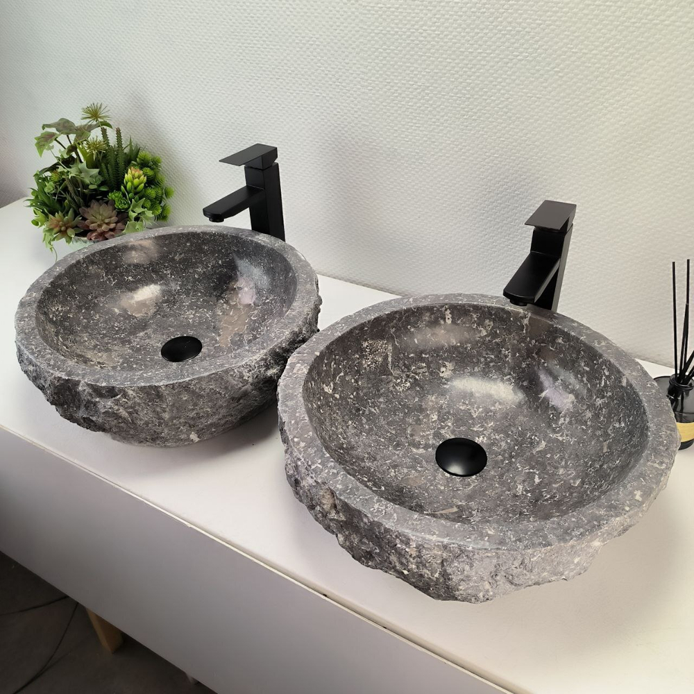 Раковина из мрамора ПАРА! Erozy Grey EM-62750 46*46*15 0107