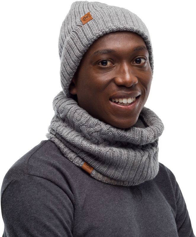 Вязаный шарф-труба с флисом Buff Neckwarmer Knitted Polar New Helle Castlerock Grey Фото 3