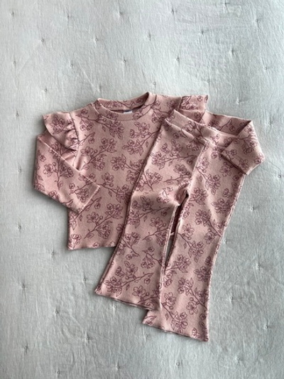 Костюм из рибаны с легким начесом, Пудровый