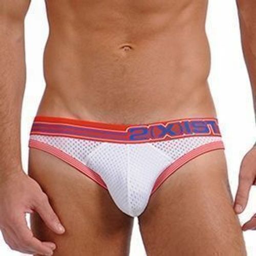 Мужские трусы брифы белые спортивные в сетку 2xist White Brief XIS0011
