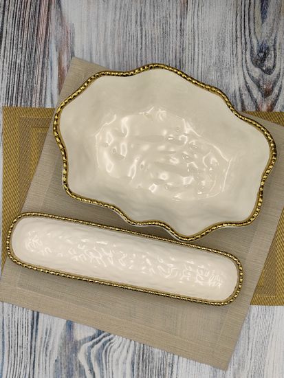 Блюдо фигурное глубокое 31х22х6,5 см. Бусины