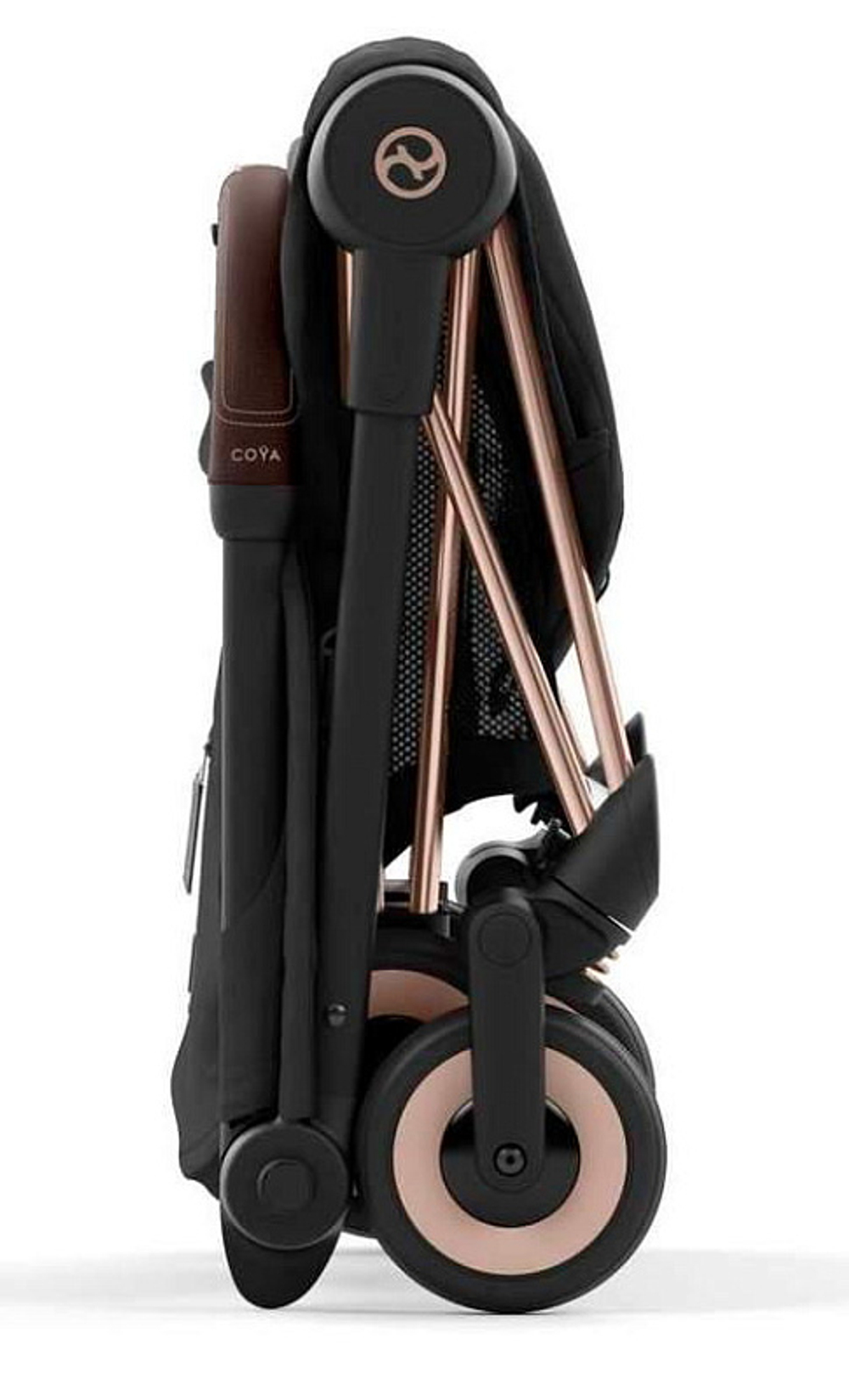 Прогулочная коляска Cybex Coya Sepia Black с дождевиком и бампером/Rosegold