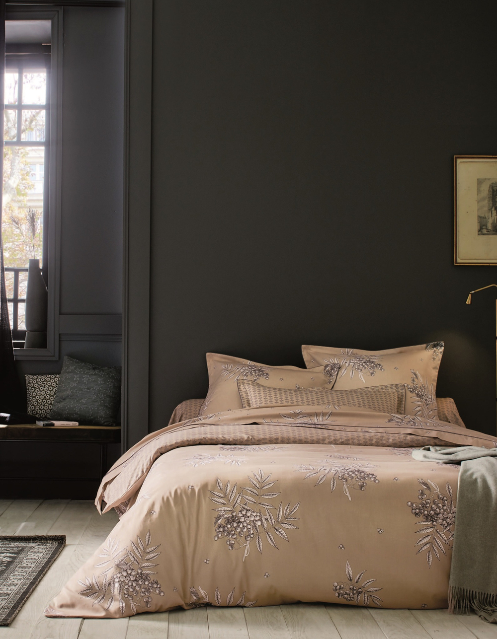 Постельное белье 2 спальное евро Blanc des Vosges Hiboux Galet