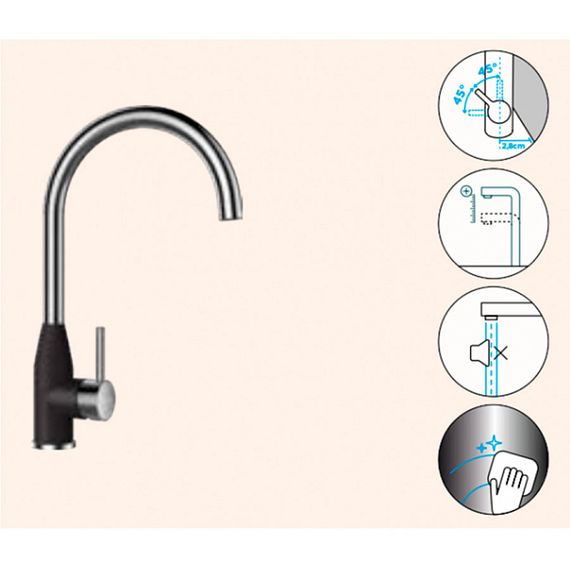 Смеситель Schock Kavus, Cristalite сталь/саббиа