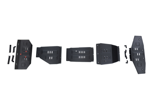 Защита радиатора, картера, КПП, РК и топливного бака АвтоБроня для BAIC Beijing BJ40 АКПП 4WD 2023-н.в., сталь 1.8 мм, с крепежом, штампованная, 5 частей, K111.03502.1