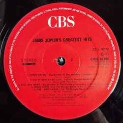 Винтажная виниловая пластинка LP Janis Joplin Greatest Hits (UK 1982)