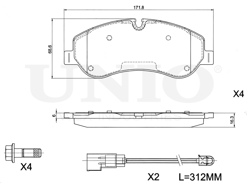 Колодки тормозные диск. передние с датчиком UNIO BRP-20120