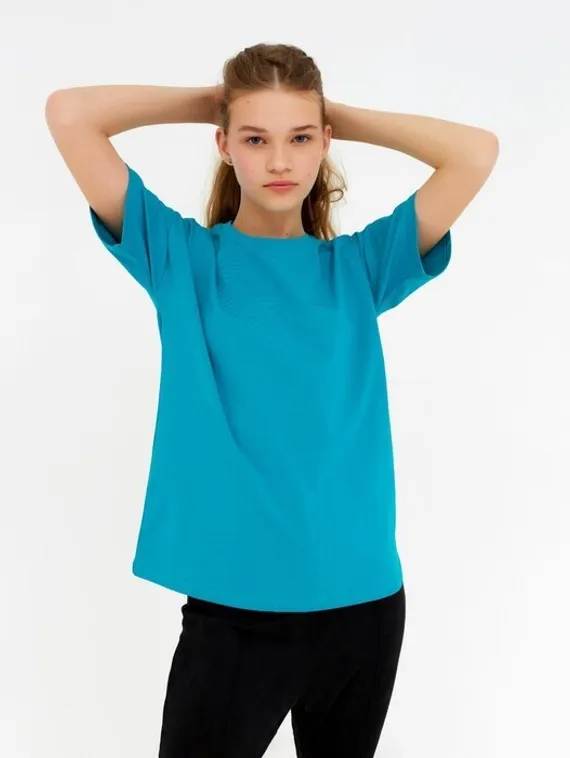 Футболка женская MINAKU: Basic line, цвет аквамарин, размер 50