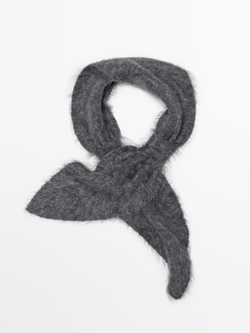 Massimo Dutti Шейный платок из 100% кашемира, завязывающийся как бант, серый