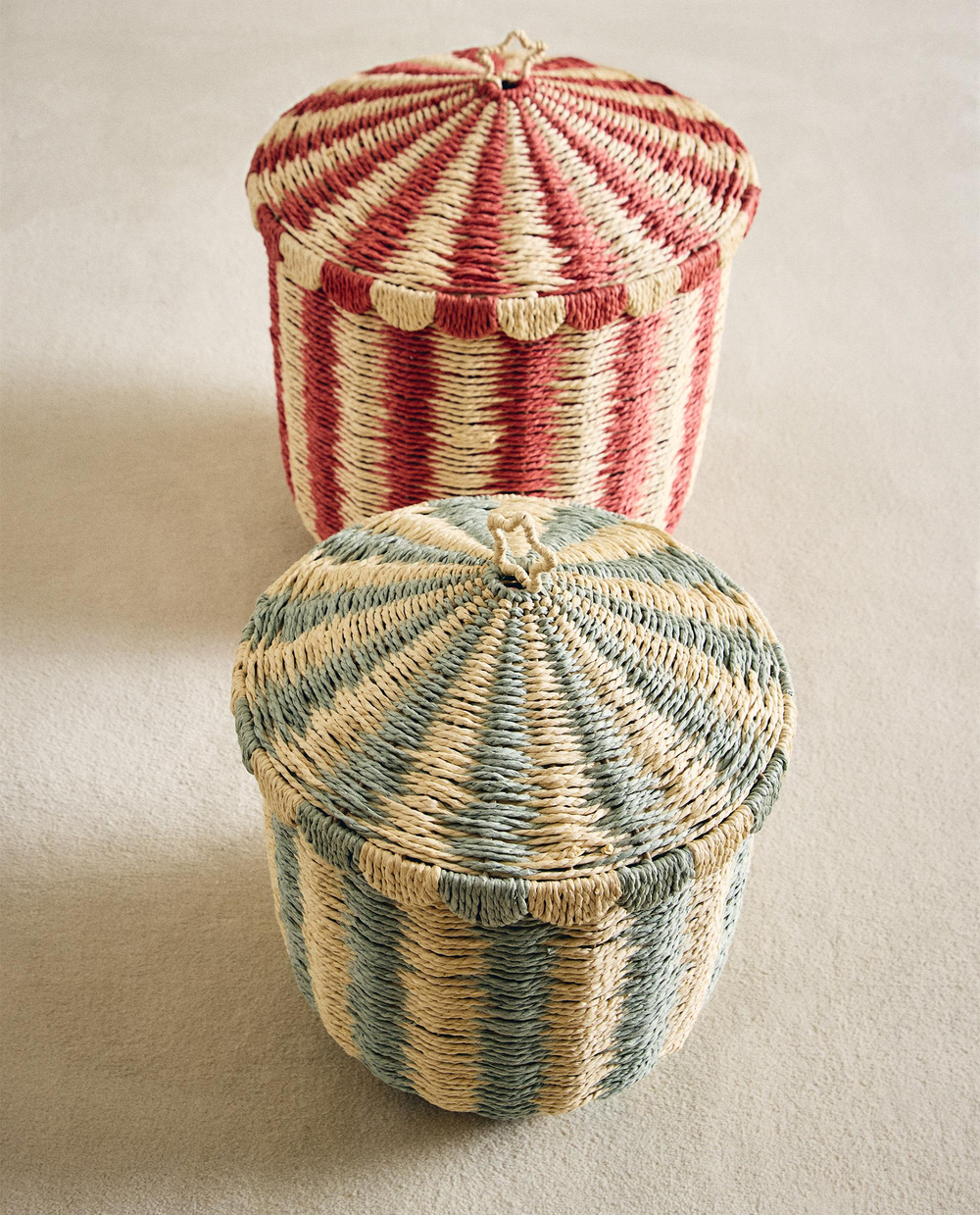 Zara Home Корзина из плетёной бумаги, цвет разноцветный, 37 см · 4667/049