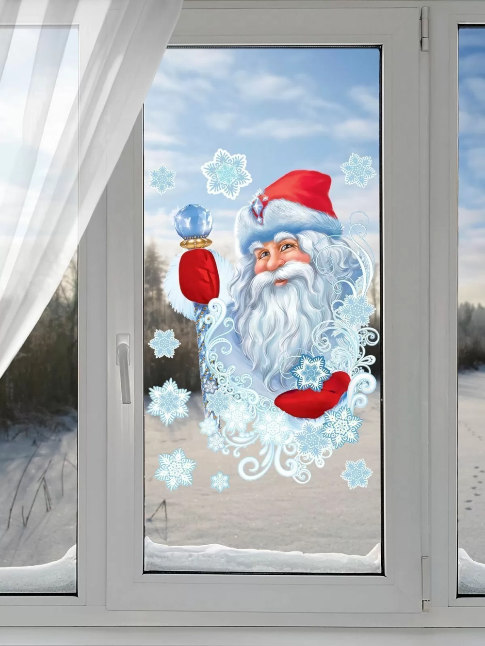 Наклейка оформительская А3 "Дед Мороз"