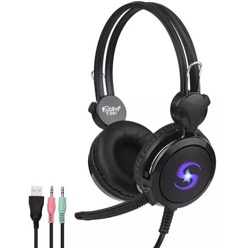 Наушники игровые KUBITE T591 Black, полноразмерные, с микрофоном