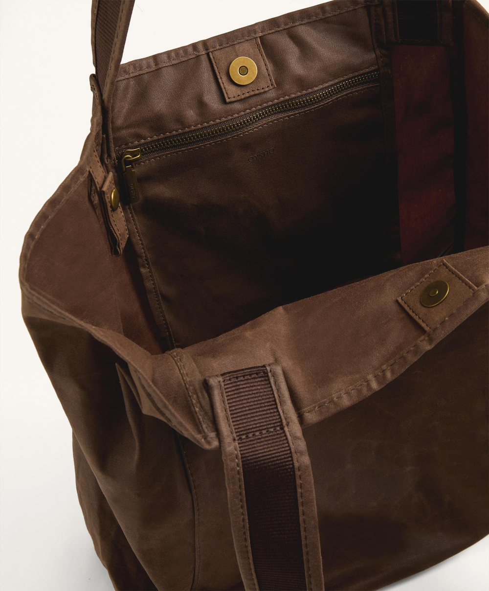 OYSHO Вощеная сумка-шоппер, коричневый