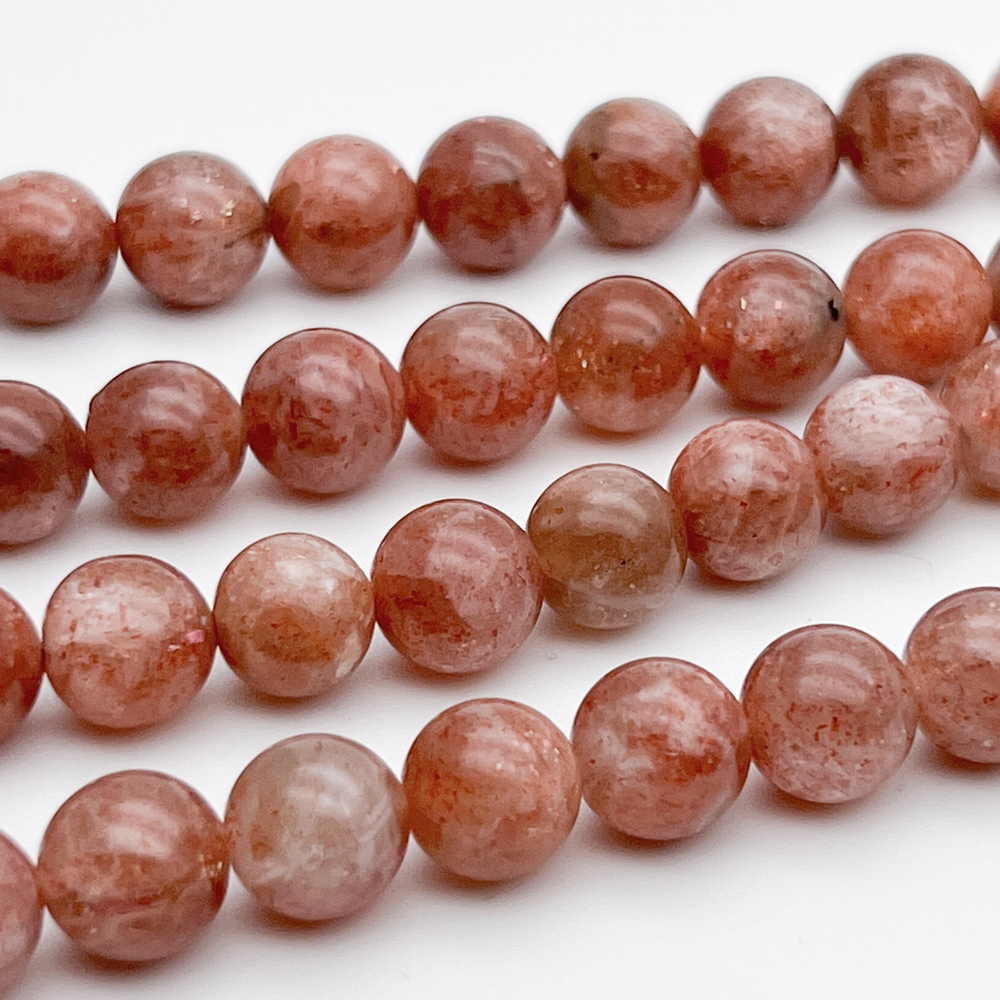 Солнечный камень бусины, диаметр 9,6-10,1 мм, цена за 9 шт (1/4 нити)