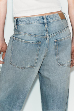 ZARA ДЖИНСЫ TRF BAGGY BALLOON СО СРЕДНЕЙ ПОСАДКОЙ, НЕБЕСНО-ГОЛУБОЙ