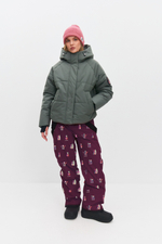 Брюки горнолыжные утепленные (бордовый\принт)