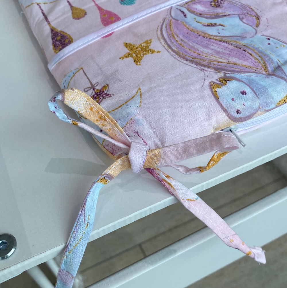 Комплект постельного белья 6-ти предметный "ЕДИНОРОЖКИ РОЗОВЫЕ", борт 4 части, поплин